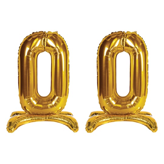 Beistle 26" Gold Self-Standing Foil Balloon Numbers, 2ct. | Numeral 0 | Michaels®